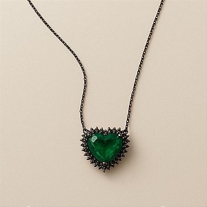 Colar coração verde