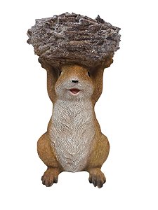 Castiçal esquilo de resina - porta vela