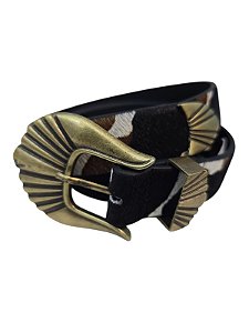 Cinto animal print preto