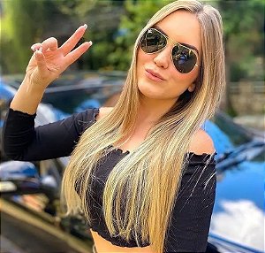 Óculos de Sol Ray Ban Aviador Lente Preto Clássico Metal Dourado Feminino e Masculino