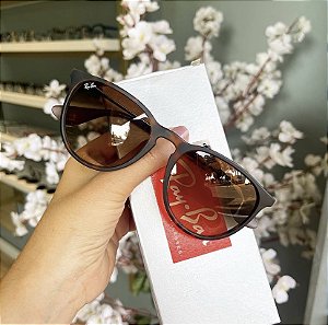 Óculos de Sol Ray-Ban Erika Tartaruga Onça Degrade Armação Fosco Emborrachado Feminino