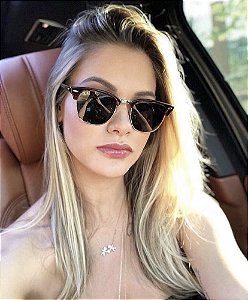 Óculos de Sol Ray-Ban Clubmaster Lente Preto Armação Acetato Feminino e Masculino