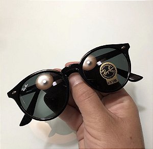 Óculos de Sol Ray-Ban Round Preto Acetato Feminino e Masculino