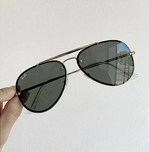 Óculos de Sol Ray-Ban Lançamento Aviador Blaze Lente Preto Armação Metal Feminino e Masculino