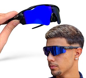 Óculos de Sol Oakley Radar Ev Espelhado Azul Corrida Lançamento Masculino