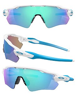 Óculos de Sol Oakley Radar Ev Espelhado Azul Armação Branco Lançamento Masculino