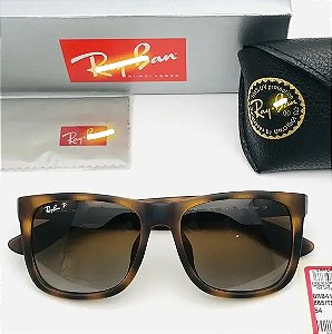 Óculos de Sol RayBan Justin 4165 Tartaruga Onça Fosco Emborrachado Masculino – Proteção UV400