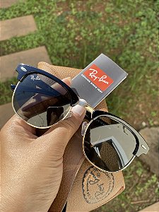 Óculos de Sol Ray-Ban Clubmaster Lente Cristal Armação Brilho Feminino/Masculino – Proteção UV400