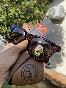 Óculos de Sol Ray-Ban Wayfarer 2140 Marrom degrade Lente Cristal Feminino/Masculino - Proteção UV400