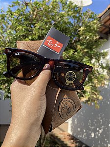 Óculos de Sol Ray-Ban Wayfarer 2140 Marrom degrade Lente Cristal Feminino/Masculino - Proteção UV400