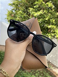 Óculos de Sol Ray-Ban Hexagonal Acetato lente Preto Armação Fosco Masculino Proteção Uv400