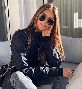Óculos Ray Ban Round Lente Preto Cristal Metal Dourado Feminino/Masculino Lançamento