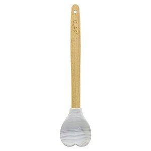 Colher de Madeira Coração em silicone - cor mármore