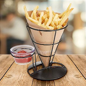 Suporte para servir batata frita Stand Cone espaço molheira
