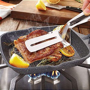 Pinça Espátula Pegadora para Alimentos em Aço Inox