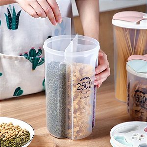 Pote Plástico Armazenador Medidor com 4 Divisórias 2500 Ml