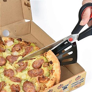 2 em 1 Tesoura Cortador de Pizza Espátula para servir