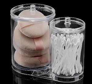 Porta Algodão e Cotonetes Organizador de Cosméticos 2 em 1