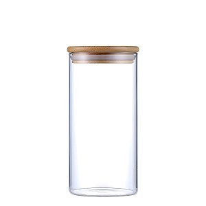 Pote Hermético Vidro Tampa Bambu 20 x 10 cm 1400ml