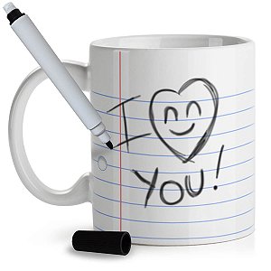 Caneca Folha de Fichário com caneta