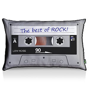 Almofada Fita Cassete Best Of Rock - fundo preto