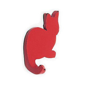 Cabideiro Porta Chaves Rústico Gatinho - vermelho