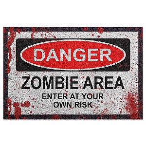 Capacho em Vinil Danger Zombie Area - 60 x 40