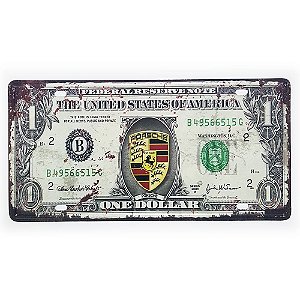 Placa de Metal Decorativa One Dollar Porsche