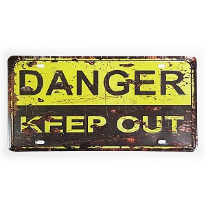 Placa de Metal Decorativa Danger Keep Out - 30 x 15 cm