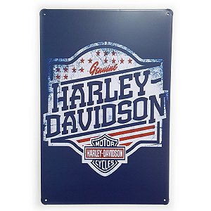 Placa de Metal Harley-Davidson Genuine - 30 x 20 cm