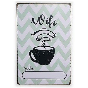 Placa de Metal Wifi Coffee - 30 x 20 cm