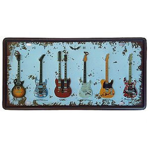 Placa de Metal Decorativa Guitar Heaven - 30,5 x 15,5 cm