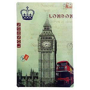 Placa de Metal Decorativa Londres - 30 x 20 cm