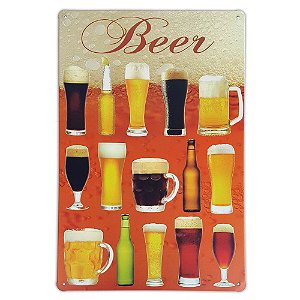 Placa de metal decorativa Retrô Beer