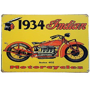 Placa de Metal Decorativa 1934 Indian - 30 x 20 cm