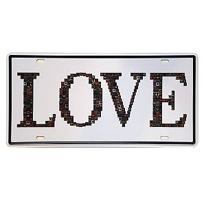 Placa de Metal Decorativa Love - 30,5 x 15,5 cm