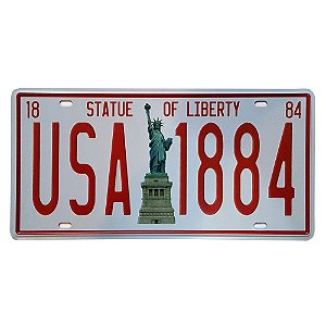 Placa de Metal Decorativa USA 1884 - 30,5 x 15,5 cm