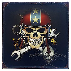 Placa de Metal Decorativa Skull - 30 x 30 cm