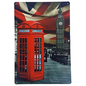 Placa de Metal Decorativa London - 30 x 20 cm