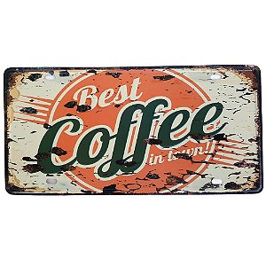 Placa de Metal Decorativa Best Coffee in Town - 30,5 x 15,5 cm