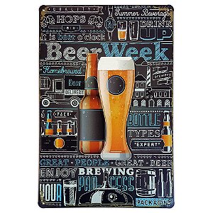 Placa de metal decorativa Retrô Beer Week