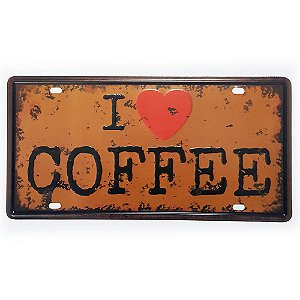 Placa de Metal Decorativa I Love Coffee