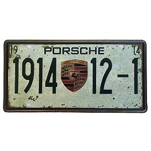 Placa de Metal Decorativa Porsche 1914 - 30,5 x 15,5 cm