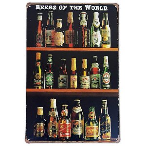 Placa de metal decorativa Retrô Beers of The World 2