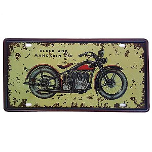 Placa de Metal Decorativa Black and Mandarin - 30,5 x 15,5 cm