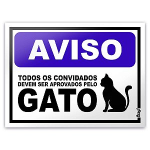 Placa Aprovados pelo Gato - 15 x 20 cm