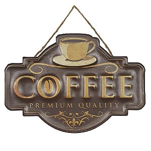 Placa de Metal Alto Relevo Coffee Premium Quality