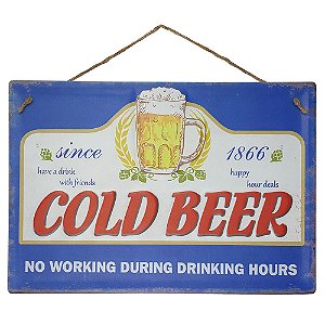 Placa de Metal Alto Relevo Cold Beer