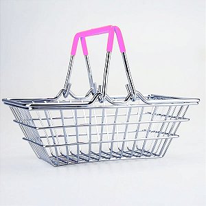 Porta Trecos Mini Cesta de Compras - rosa