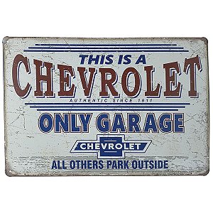Placa de Metal Chevrolet Only Garage - 30 x 20 cm